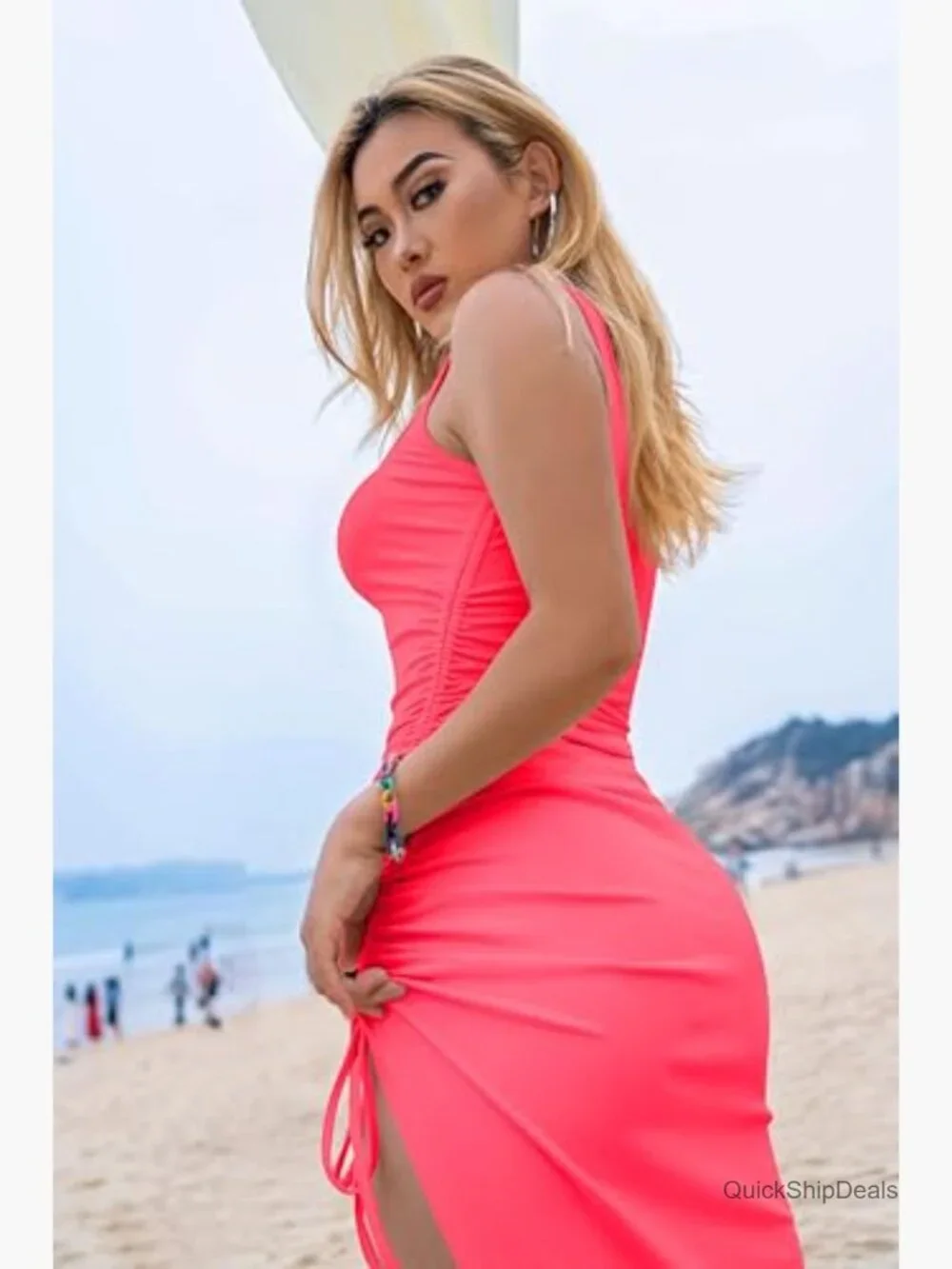 Sleeveless Side Split Bodycon Midi Tank Dress - Picture 3 of 7